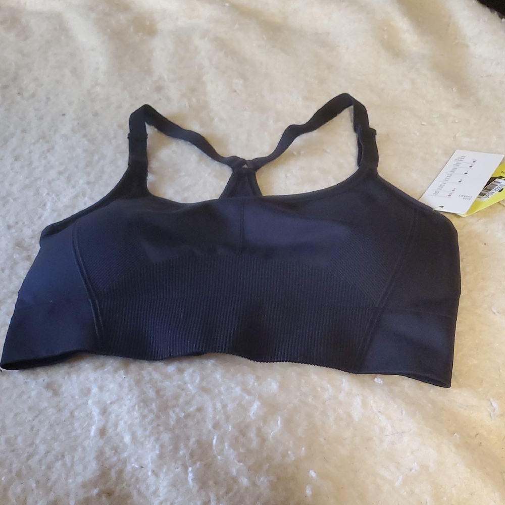 All in Motion Black Racerback Sports Bra. Size L NWT  Removable Pads 28.00